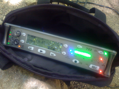 Sound Devices recorder at Hermit Falls